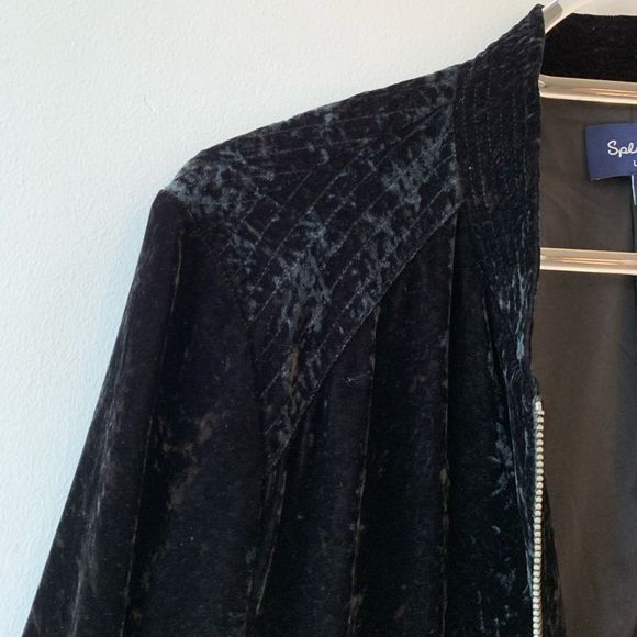 Splendid Black Crush Velvet Bomber Zip Up Jacket L - Picture 7 of 10
